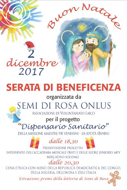 Invito per la Serata di beneficenza organizzata dall'Associazione Semi di Rosa Onlus